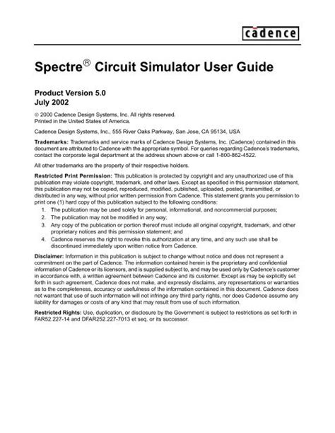 UltraSim Simulator User Guide November 2006 421 Product Version 6. . Spectre simulator user guide